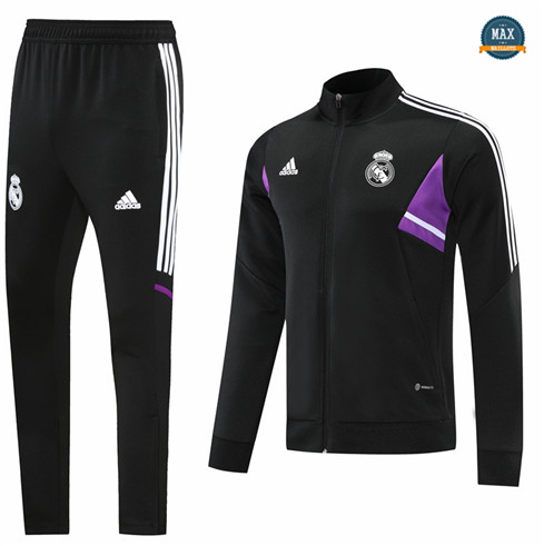 Max Maillots Veste Survetement foot Real Madrid 2022/23 Noir M8097