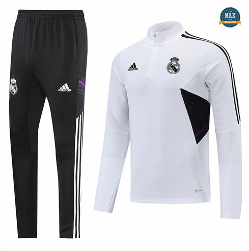 Max Maillots Veste Survetement foot Real Madrid 2022/23 Noir/Blanc M8099