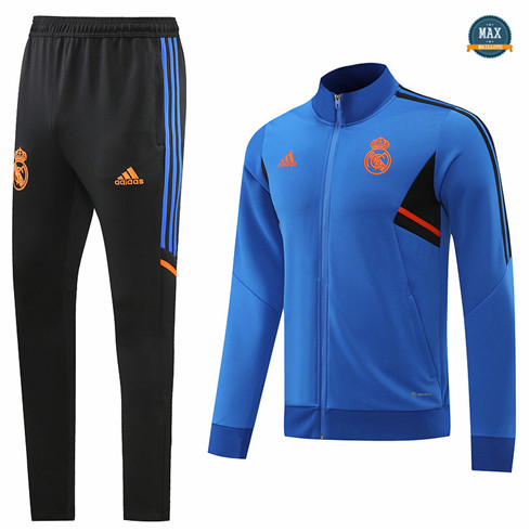 Max Maillots Veste Survetement foot Real Madrid 2022/23 Bleu/Noir M8100