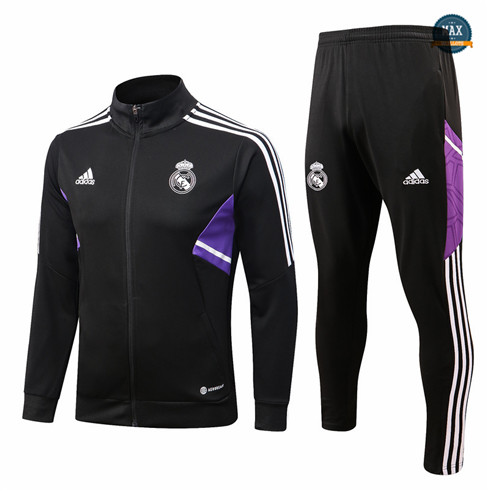 Max Maillots Veste Survetement foot Real Madrid 2022/23 Noir M8102