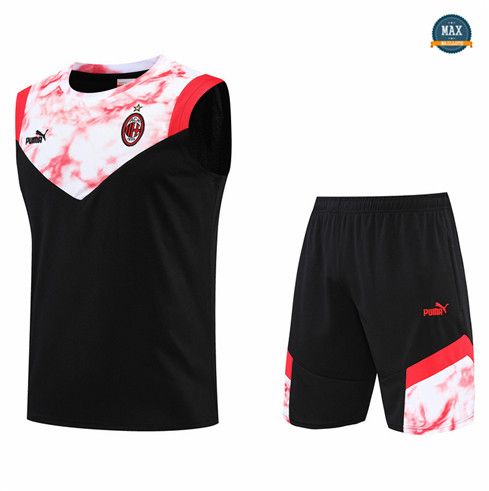 Max Maillots AC Milan Debardeur + Shorts 2022/23 Training de Foot Noir M8577