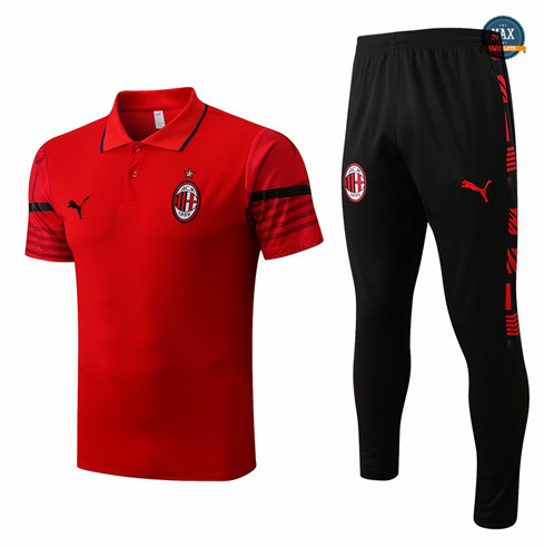 Max Maillots polo AC Milan Training Pantalon de Foot 2022/23 Rouge/Noir M8578