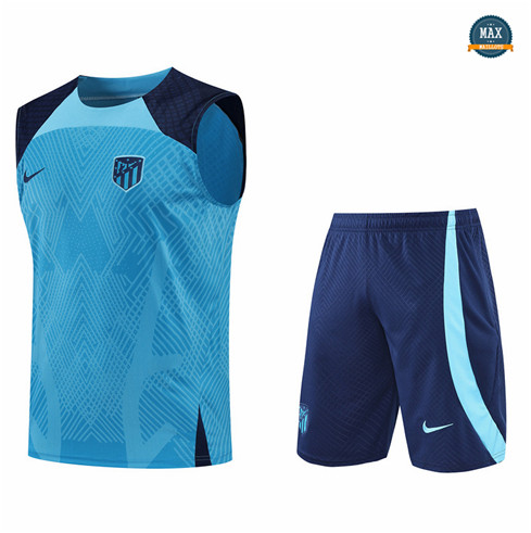 Max Maillots Atletico Madrid Debardeur + Shorts 2022/23 Training de Foot Bleu M8407