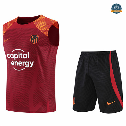 Max Maillots Atletico Madrid Debardeur + Shorts 2022/23 Training de Foot Rouge/Noir M8408