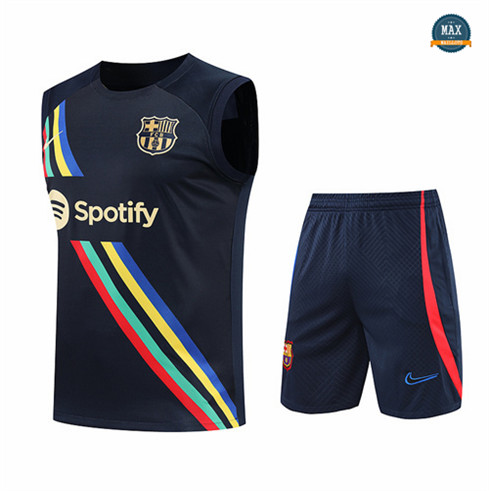 Max Maillots Barcelone Debardeur + Shorts 2022/23 Training de Foot Bleu Marine M8415