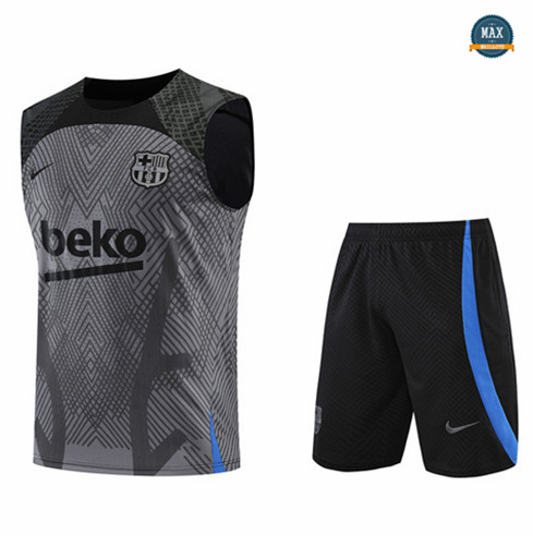 Max Maillots Barcelone Debardeur + Shorts 2022/23 Training de Foot Gris M8416