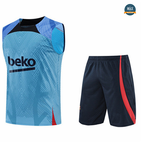 Max Maillots Barcelone Debardeur + Shorts 2022/23 Training de Foot Bleu M8417