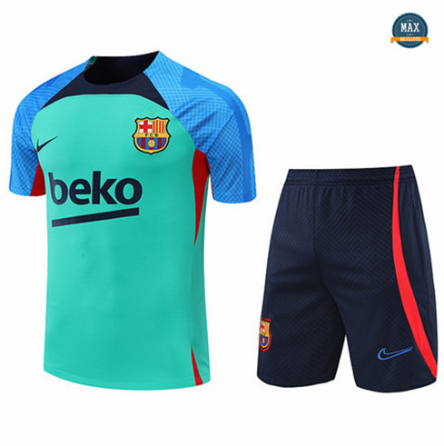 Max Maillots Barcelone + Shorts 2022/23 Training de Foot Vert/Bleu Marine M8421