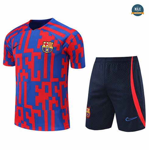 Max Maillots Barcelone + Shorts 2022/23 Training de Foot Rouge/Bleu Marine M8422