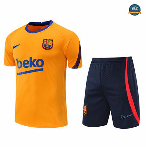 Max Maillots Barcelone + Shorts 2022/23 Training de Foot Orange/Bleu Marine M8423