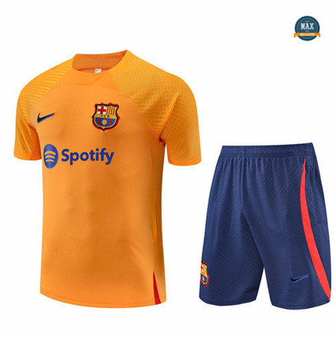 Max Maillots Barcelone + Shorts 2022/23 Training de Foot Orange/Bleu M8426