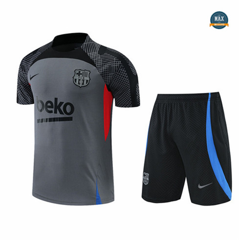 Max Maillots Barcelone + Shorts 2022/23 Training de Foot Gris M8428