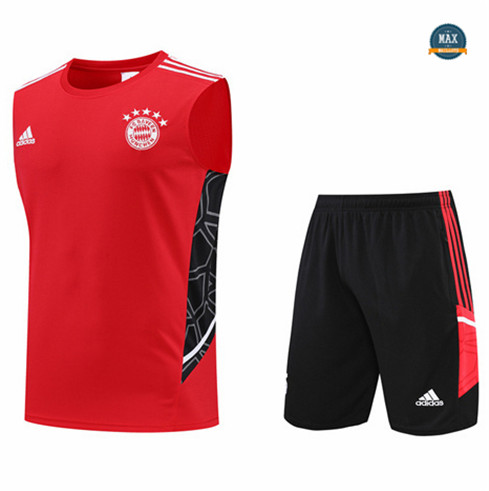 Max Maillots Bayern Munich Debardeur + Shorts 2022/23 Training de Foot Rouge/Noir M8399