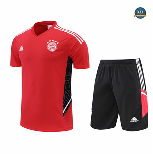 Max Maillots Bayern Munich + Shorts 2022/23 Training de Foot Rouge/Noir M8400
