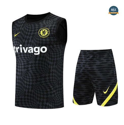 Max Maillots Chelsea Debardeur + Shorts 2022/23 Training de Foot Noir M8525