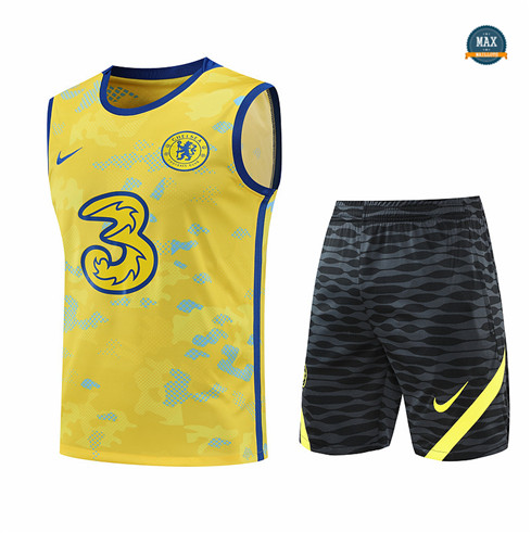 Max Maillots Chelsea Debardeur + Shorts 2022/23 Training de Foot Jaune M8526