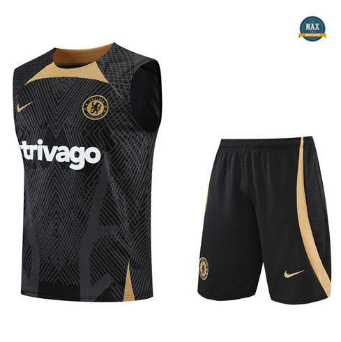 Max Maillots Chelsea Debardeur + Shorts 2022/23 Training de Foot Noir M8531