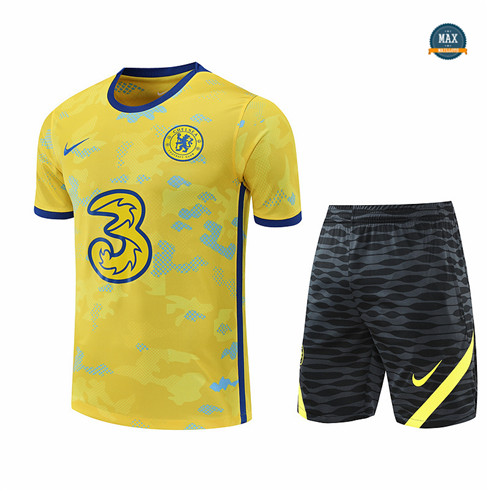 Max Maillots Chelsea + Shorts 2022/23 Training de Foot Jaune M8534