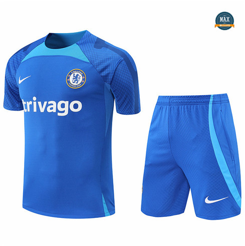 Max Maillots Chelsea + Shorts 2022/23 Training de Foot Bleu M8537