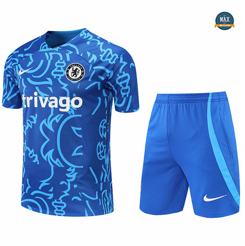 Max Maillots Chelsea + Shorts 2022/23 Training de Foot Bleu M8538