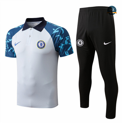 Max Maillots polo Chelsea Training Pantalon de Foot 2022/23 Blanc/Noir M8541