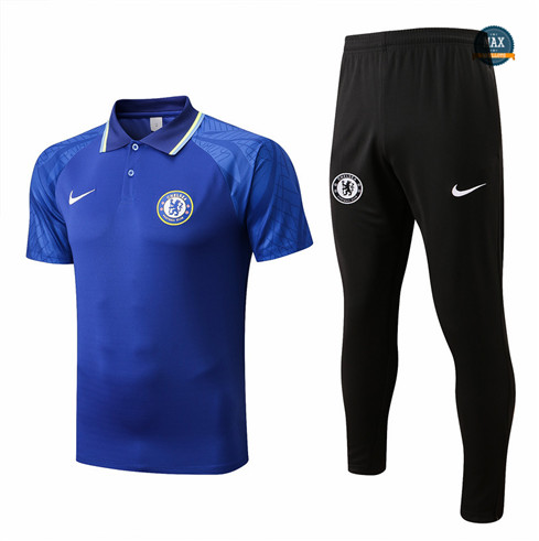 Max Maillots polo Chelsea Training Pantalon de Foot 2022/23 Bleu/Noir M8542
