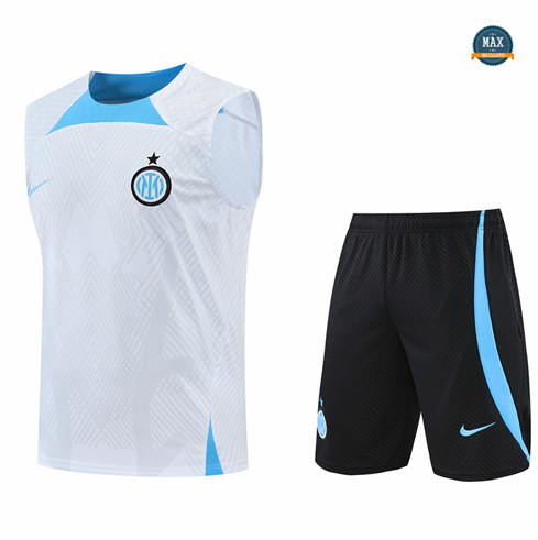 Max Maillots Inter Milan Debardeur + Shorts 2022/23 Training de Foot Blanc M8579