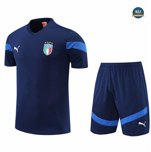 Max Maillots Italie + Shorts 2022/23 Training de Foot Bleu Marine M8512