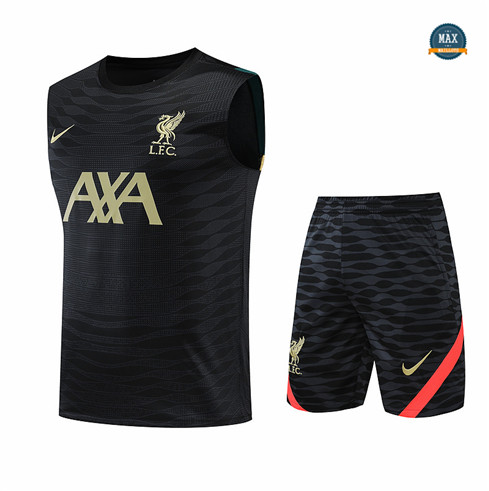 Max Maillots Liverpool Debardeur + Shorts 2022/23 Training de Foot Noir M8544