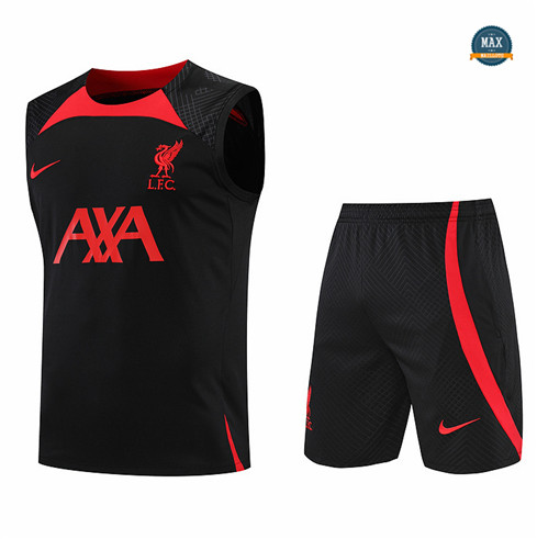 Max Maillots Liverpool Debardeur + Shorts 2022/23 Training de Foot Noir M8545