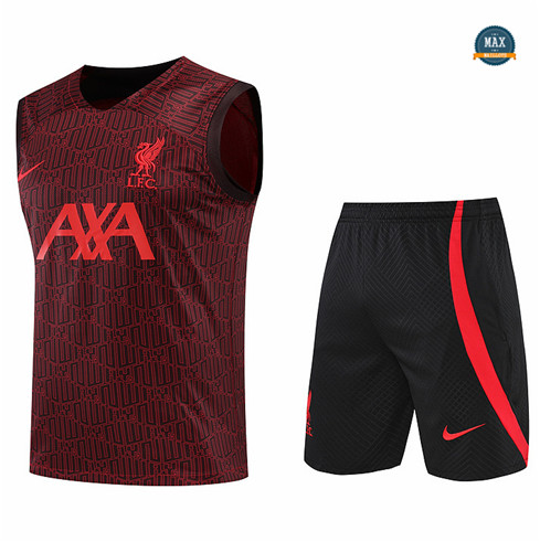 Max Maillots Liverpool Debardeur + Shorts 2022/23 Training de Foot Rouge/Noir M8546