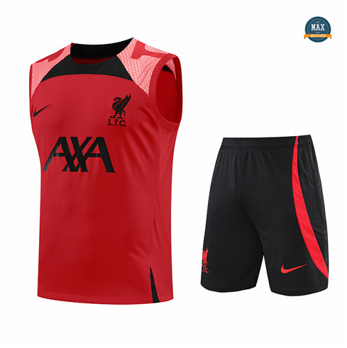 Max Maillots Liverpool Debardeur + Shorts 2022/23 Training de Foot Rouge/Noir M8547