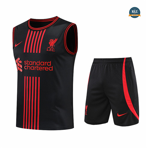 Max Maillots Liverpool Debardeur + Shorts 2022/23 Training de Foot Noir M8548