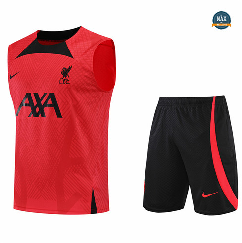 Max Maillots Liverpool Debardeur + Shorts 2022/23 Training de Foot Rouge/Noir M8551