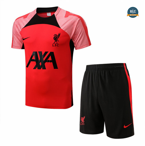 Max Maillots Liverpool + Shorts 2022/23 Training de Foot Rouge/Noir M8556