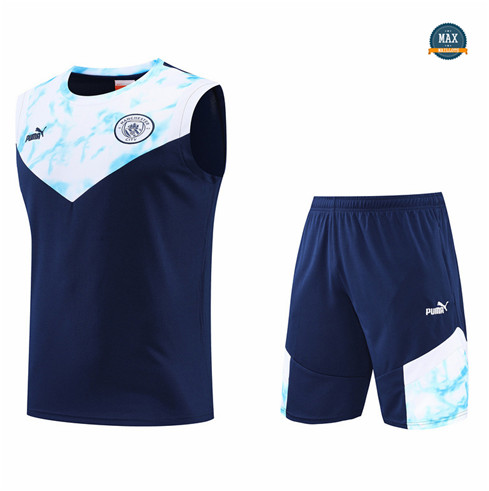 Max Maillots Manchester City Debardeur + Shorts 2022/23 Training de Foot Bleu Marine M8560