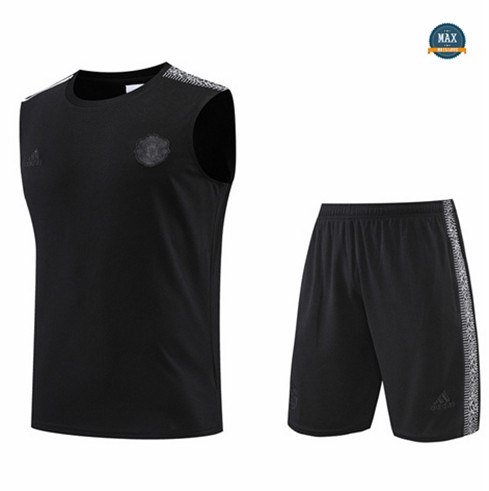 Max Maillots Manchester United Debardeur + Shorts 2022/23 Training de Foot Noir M8566