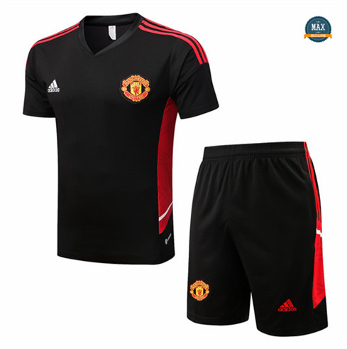 Max Maillots Manchester United + Shorts 2022/23 Training de Foot Noir M8571