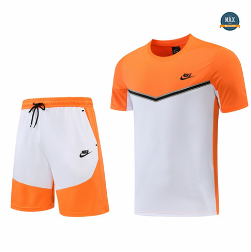 Max Maillots Nike + Shorts 2022/23 Training de Foot Orange/Blanc M8379