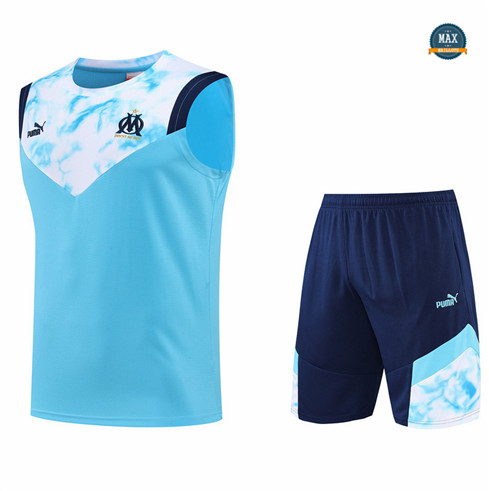 Max Maillots Marseille Debardeur + Shorts 2022/23 Training de Foot Bleu M8448