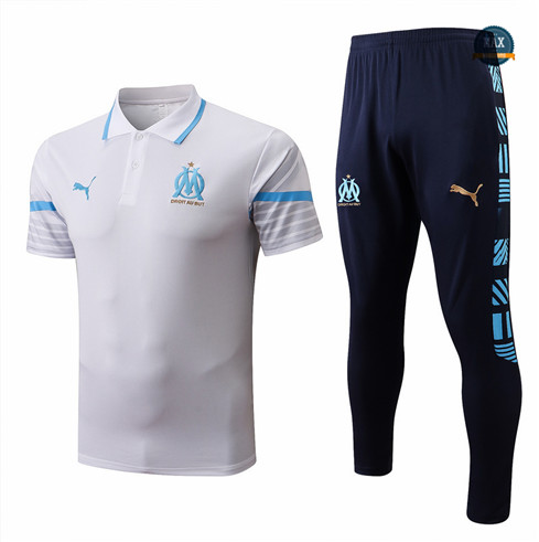 Max Maillots polo Marseille Training Pantalon de Foot 2022/23 Blanc/Bleu Marine M8451