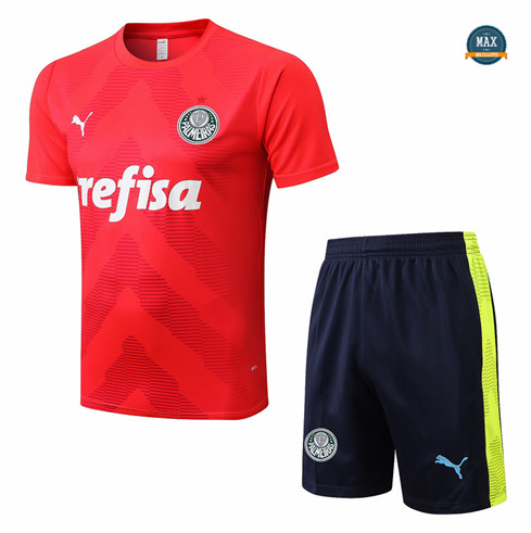 Max Maillots Palmeiras + Shorts 2022/23 Training de Foot Rouge/Bleu Marine M8394