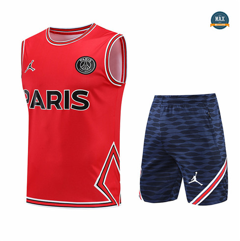 Max Maillots Paris PSG Debardeur + Shorts 2022/23 Training de Foot Rouge/Bleu Marine M8456