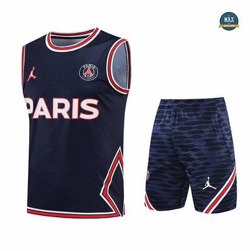 Max Maillots Paris PSG Debardeur + Shorts 2022/23 Training de Foot Bleu Marine M8462