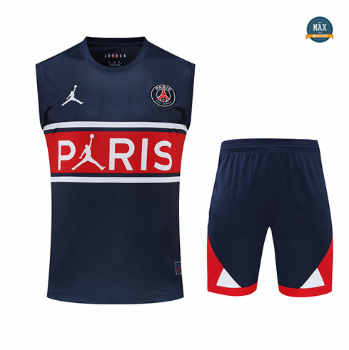 Max Maillots Paris PSG Debardeur + Shorts 2022/23 Training de Foot Bleu Marine M8465