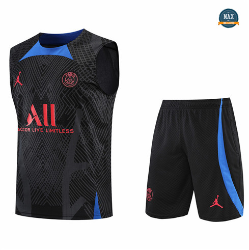 Max Maillots Paris PSG Debardeur + Shorts 2022/23 Training de Foot Noir M8469