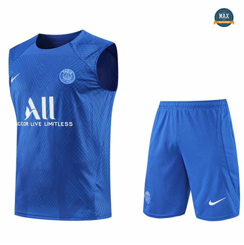 Max Maillots Paris PSG Debardeur + Shorts 2022/23 Training de Foot Bleu M8472