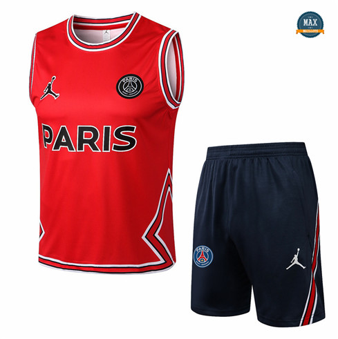 Max Maillots Paris PSG Debardeur + Shorts 2022/23 Training de Foot Rouge/Bleu Marine M8473