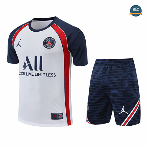Max Maillots Paris PSG + Shorts 2022/23 Training de Foot Blanc/Bleu M8486