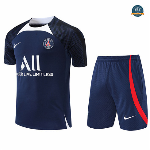 Max Maillots Paris PSG + Shorts 2022/23 Training de Foot Blanc/Bleu M8489